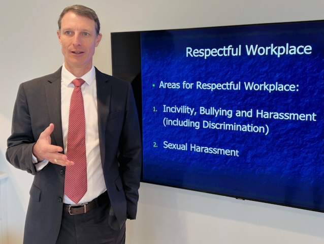 Colin Brown delivering the Respectful Workplace seminar